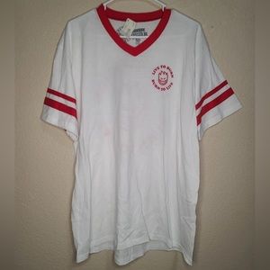 Spitfire V Neck Live To Burn Swirl Tee White Red Size XL New